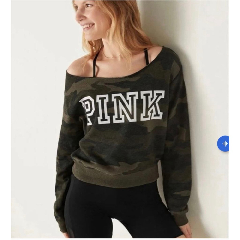 Victoria's Secret PINK Fleece Camouflage LE Cropped Sweatshirt. M